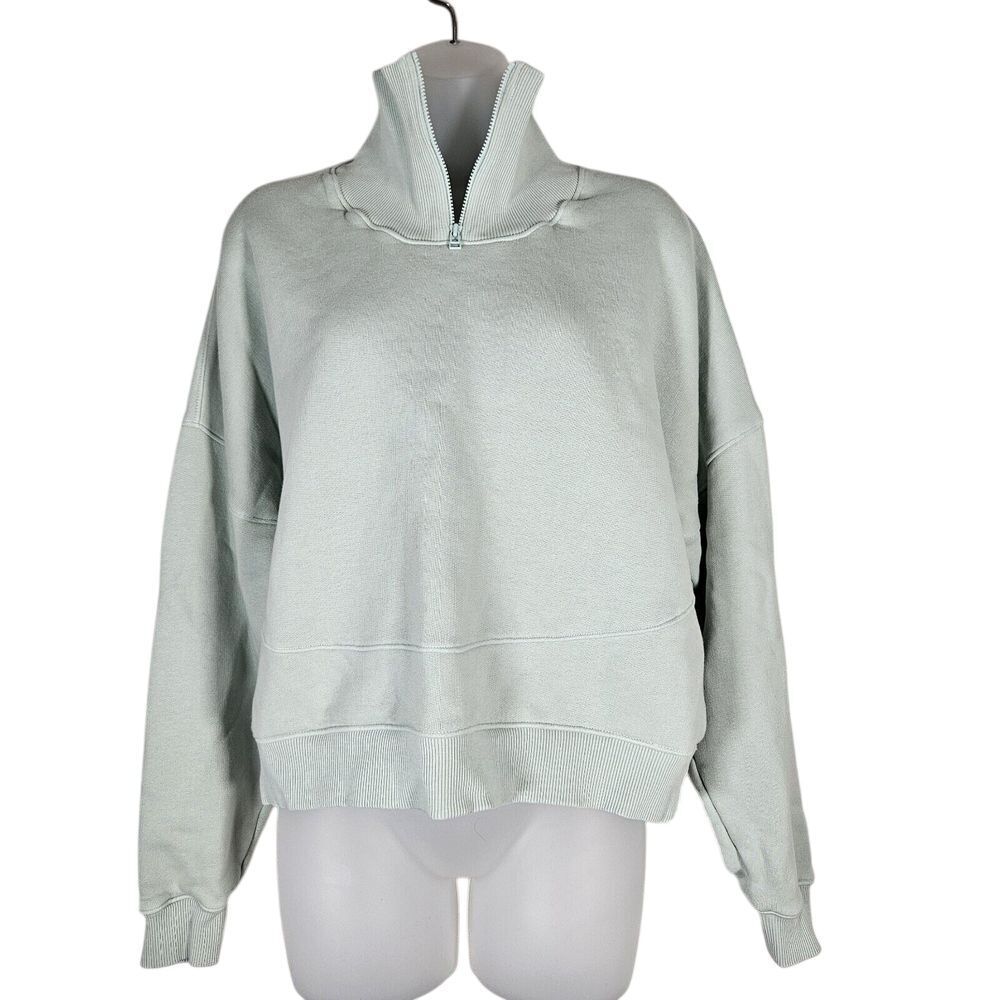 Outdoor Voices Sweatshirt Womens L Nimbus 1/4 Zip Blue Green Casual Comfortable
